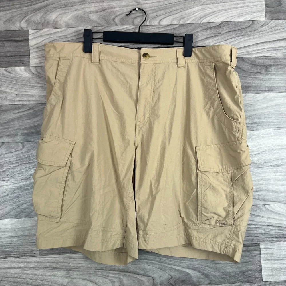 REI Cargo Shorts Mens XXL Beige Nylon Utility Pockets Hiking Outdoor Lightweight